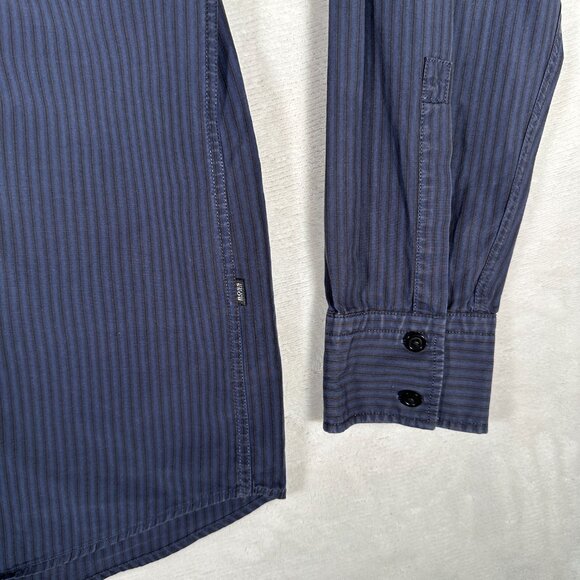 Boss Hugo Boss Shirt Men Size M Blue Stripes Long Sleeve 100% Cotton Button Down - Picture 2 of 8